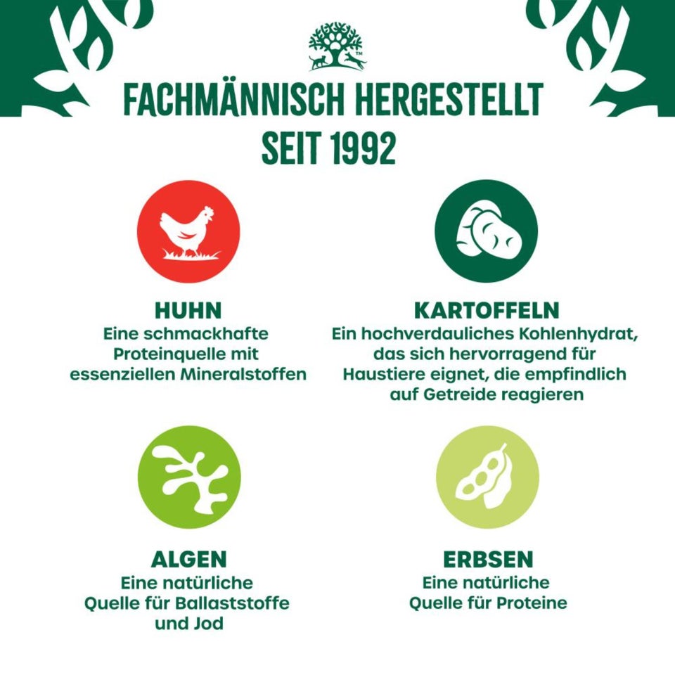 Adult Hund Nass ohne Getreide Huhn mit Gemüse in Pastete - 400g Dose