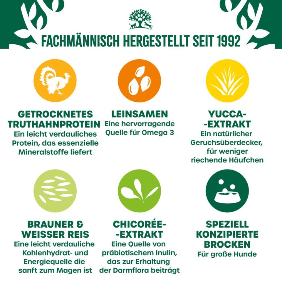 Adult Hund Trocken reich an Truthahn & Reis für große Hunde 10kg