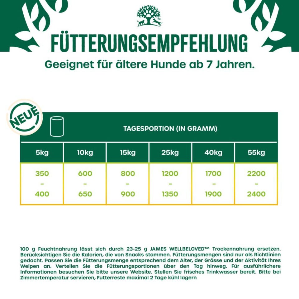 Senior Hund Nass reich an Lamm & Huhn mit Reis & Gemüse in Pastete - 400g Dose