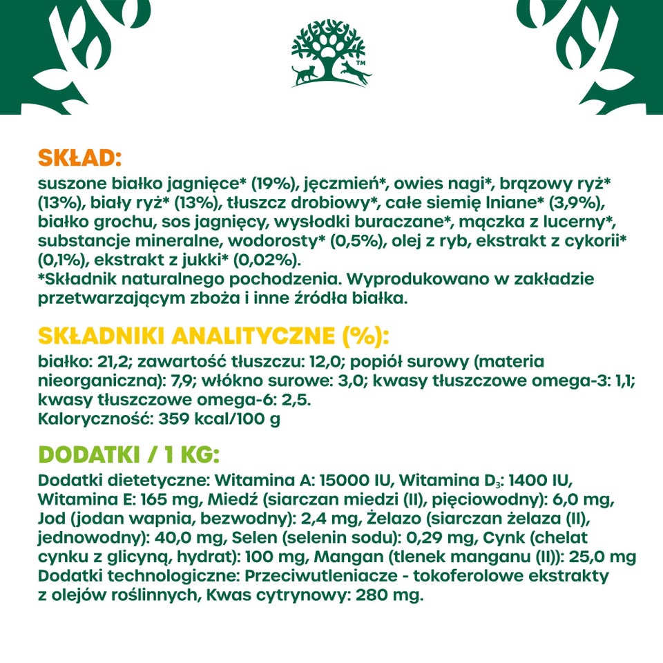 Hipoalergiczna Sucha Karma dla Dorosłych Psów Bogata w Jagnięcinę 2 kg