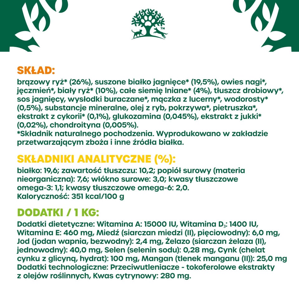 Hipoalergiczna Sucha Karma dla Starszych Psów Bogata w Jagnięcinę 2 kg