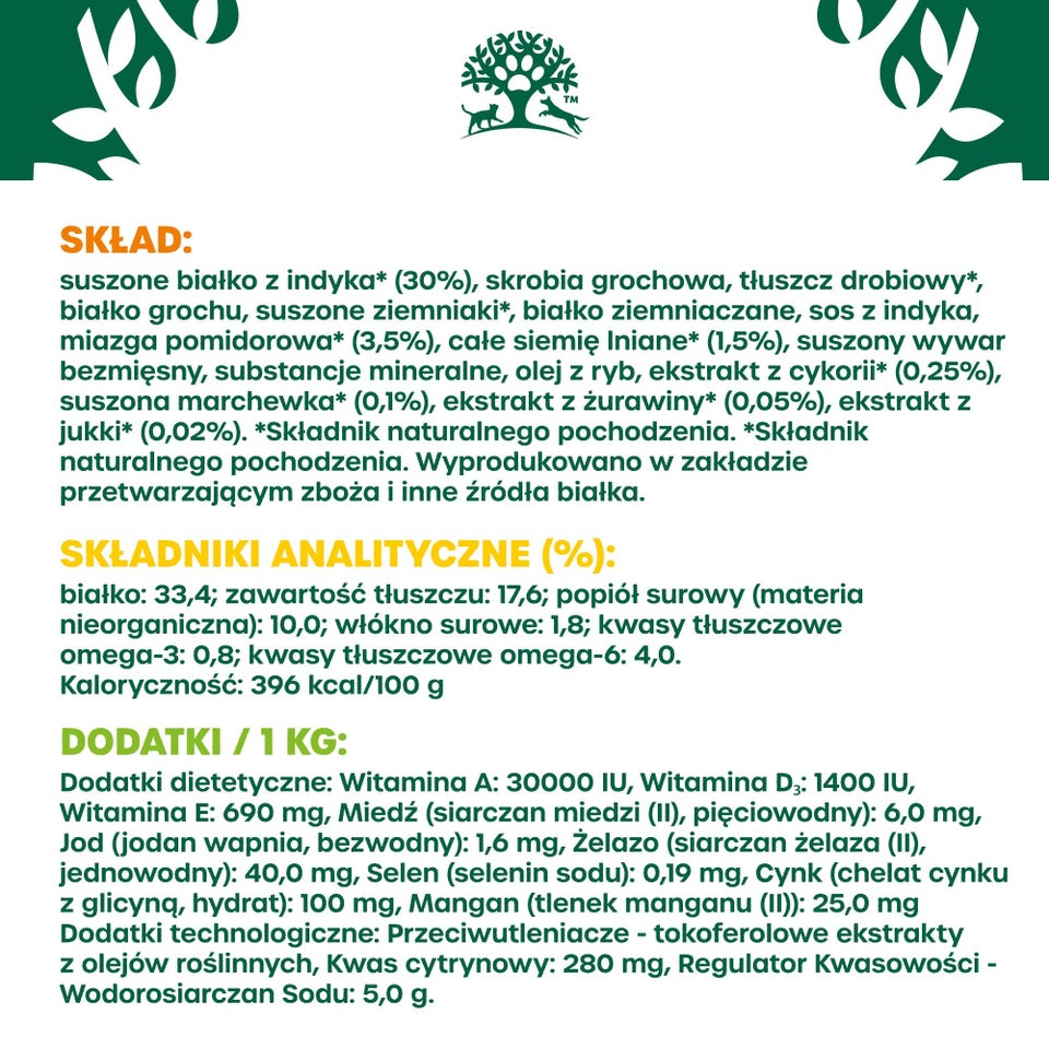 Hipoalergiczna Bezzbożowa Sucha Karma dla Dorosłych Kotów Bogata w Indyka 1,5 kg