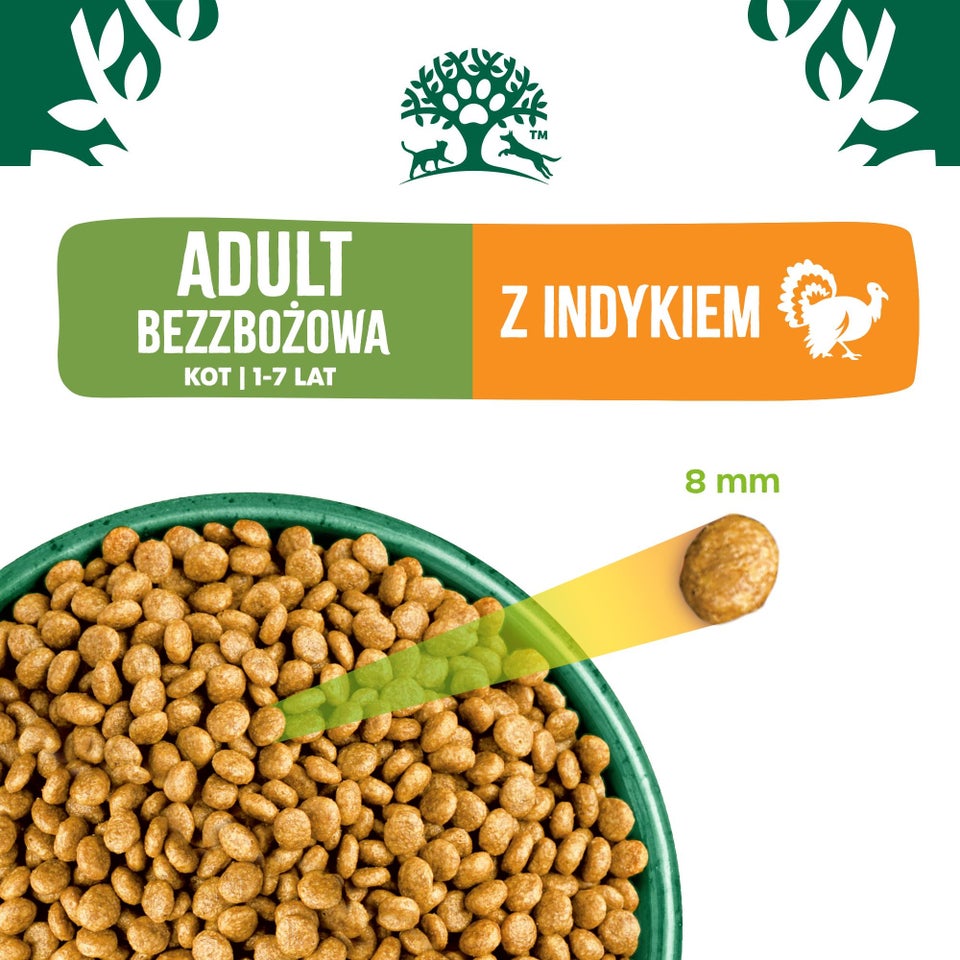 Hipoalergiczna Bezzbożowa Sucha Karma dla Dorosłych Kotów Bogata w Indyka 1,5 kg