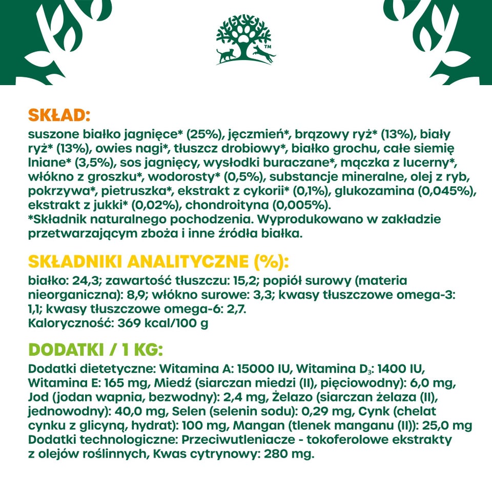 Hipoalergiczna Sucha Karma dla Dorosłych Psów Dużych Ras Bogata w Jagnięcinę 10 kg