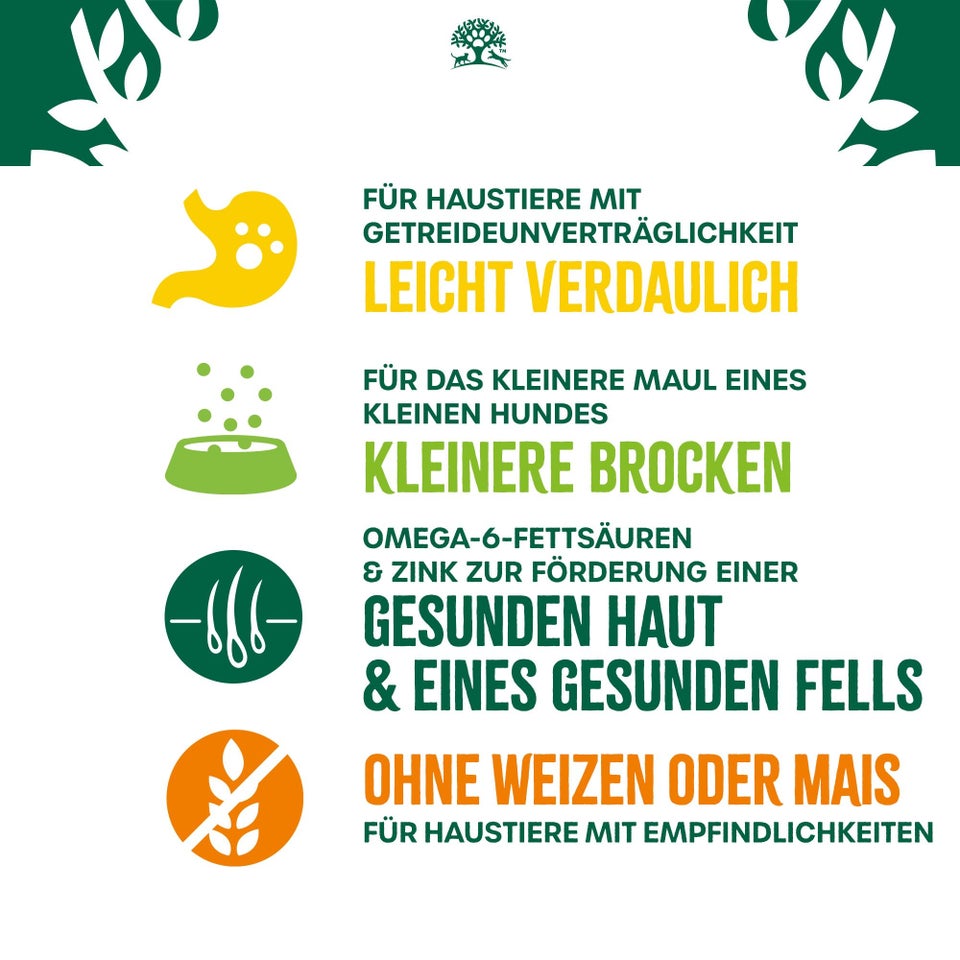 Adult Hundetrockenfutter ohne Getreide Truthahn & Gemüse für kleine Hunde 1,5kg