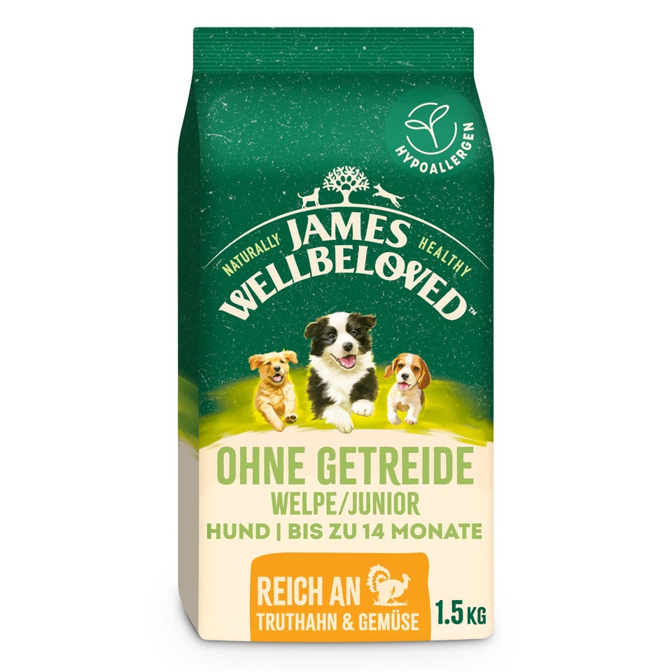 Welpe/Junior Hundetrockenfutter ohne Getreide Truthahn & Gemüse 1,5kg