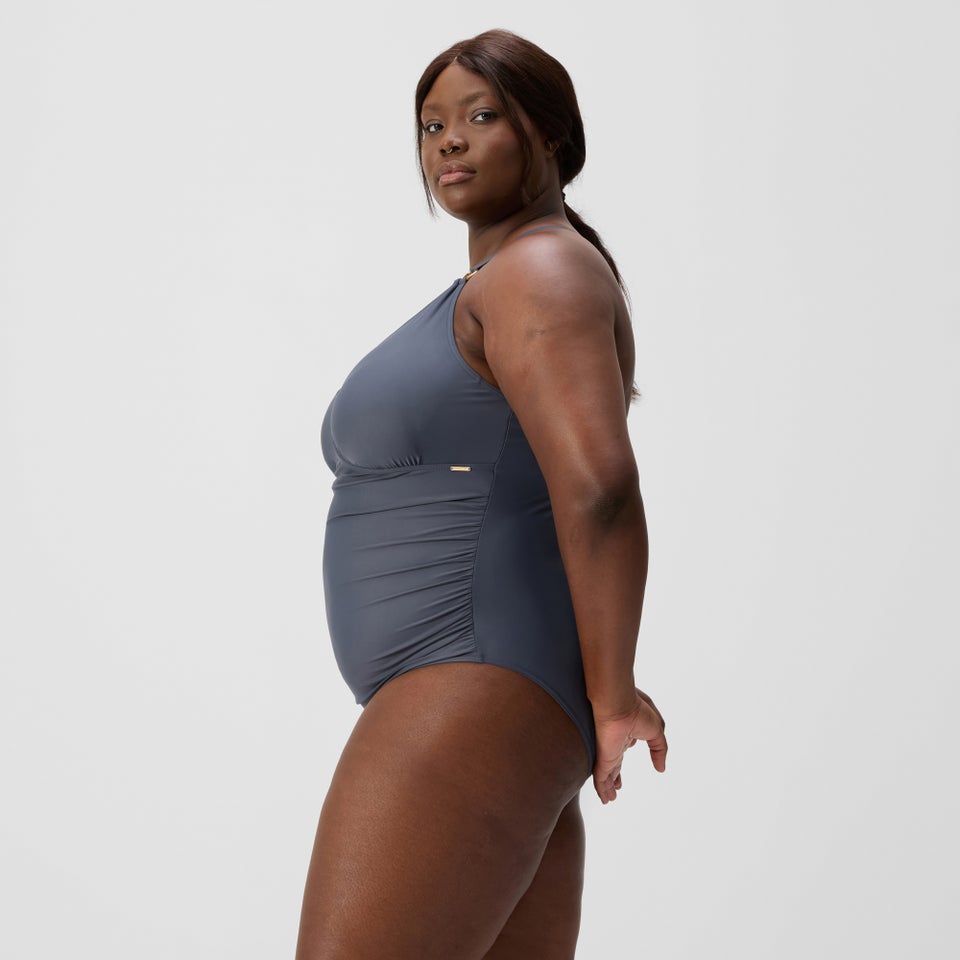 Women's Plus Size Shaping V Neck Swimsuit Grey