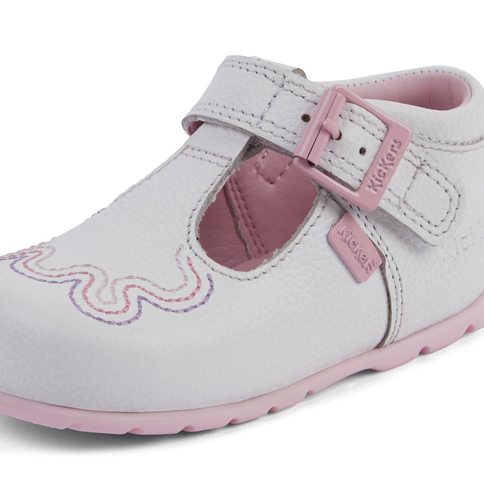 Baby T-Bar Wave Leather White