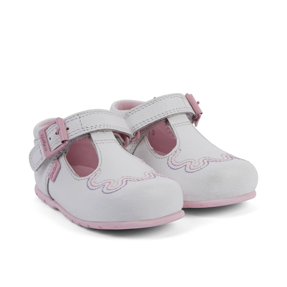 Baby T-Bar Wave Leather White