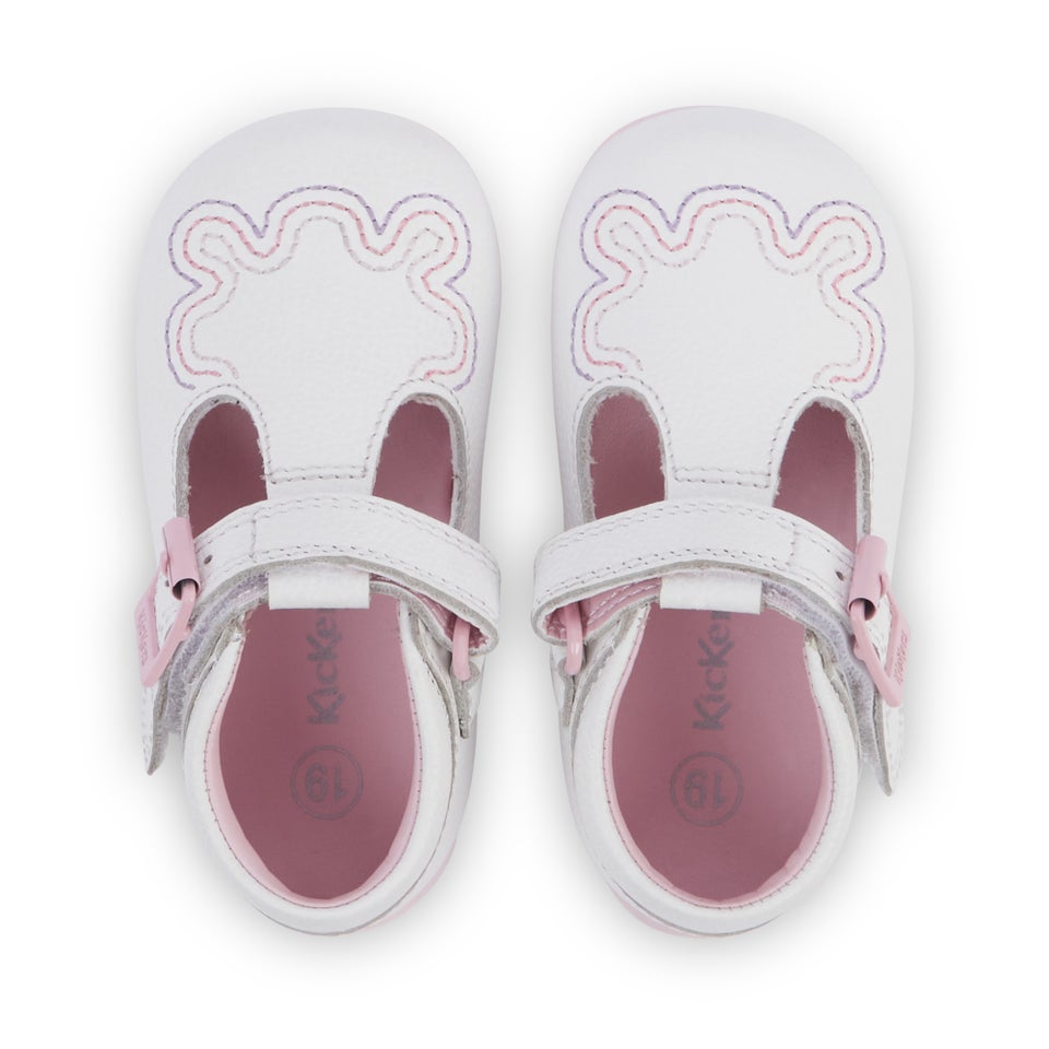 Baby T-Bar Wave Leather White