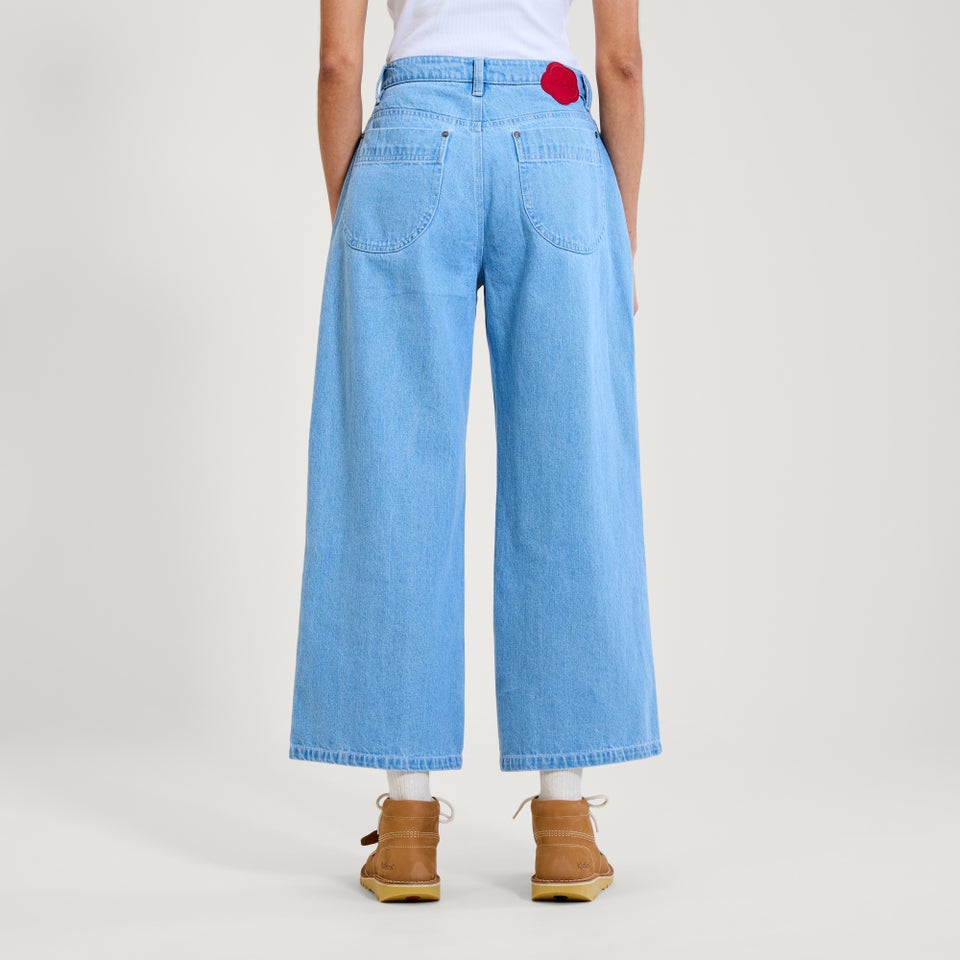Adult Womens Kickers Classic Wide Leg Jean Blue