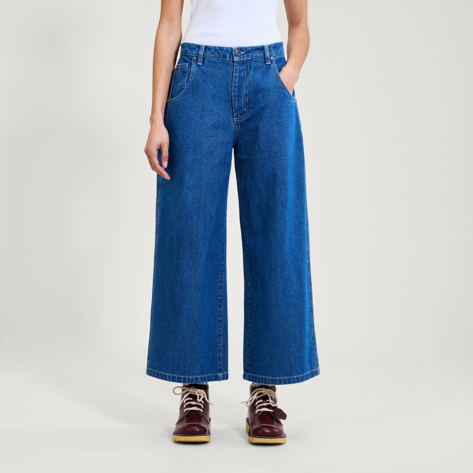 Adult Womens Kickers Classic Wide Leg Jean Blue