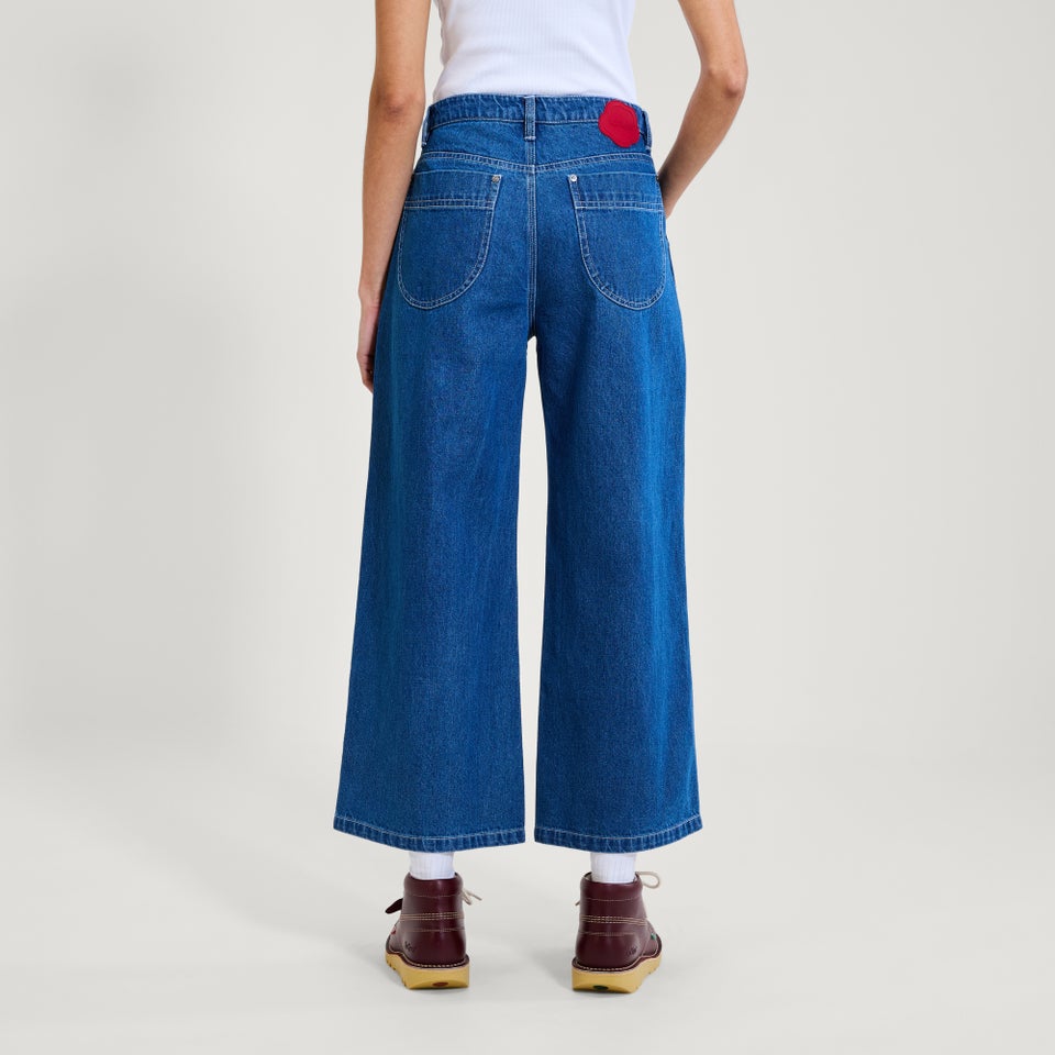 Adult Womens Kickers Classic Wide Leg Jean Blue