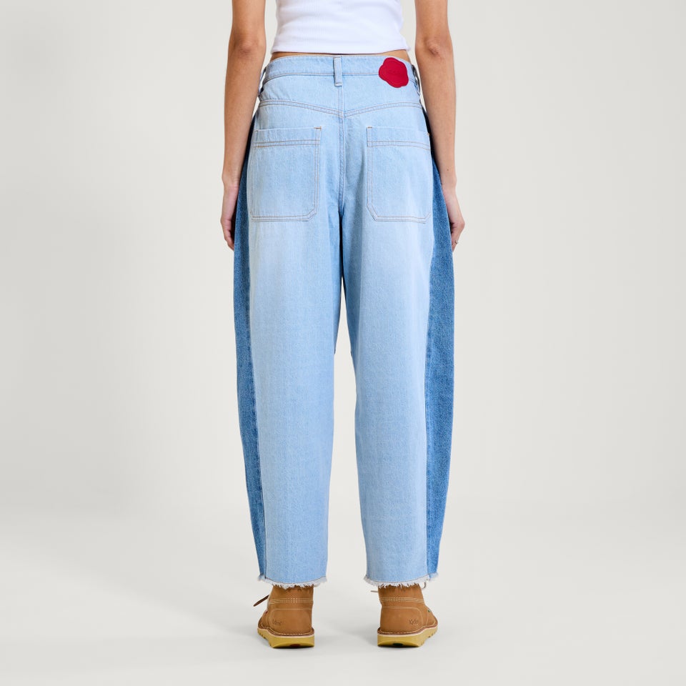 Adult Womens Kickers Classic Wide Leg Barrel Jean Blue