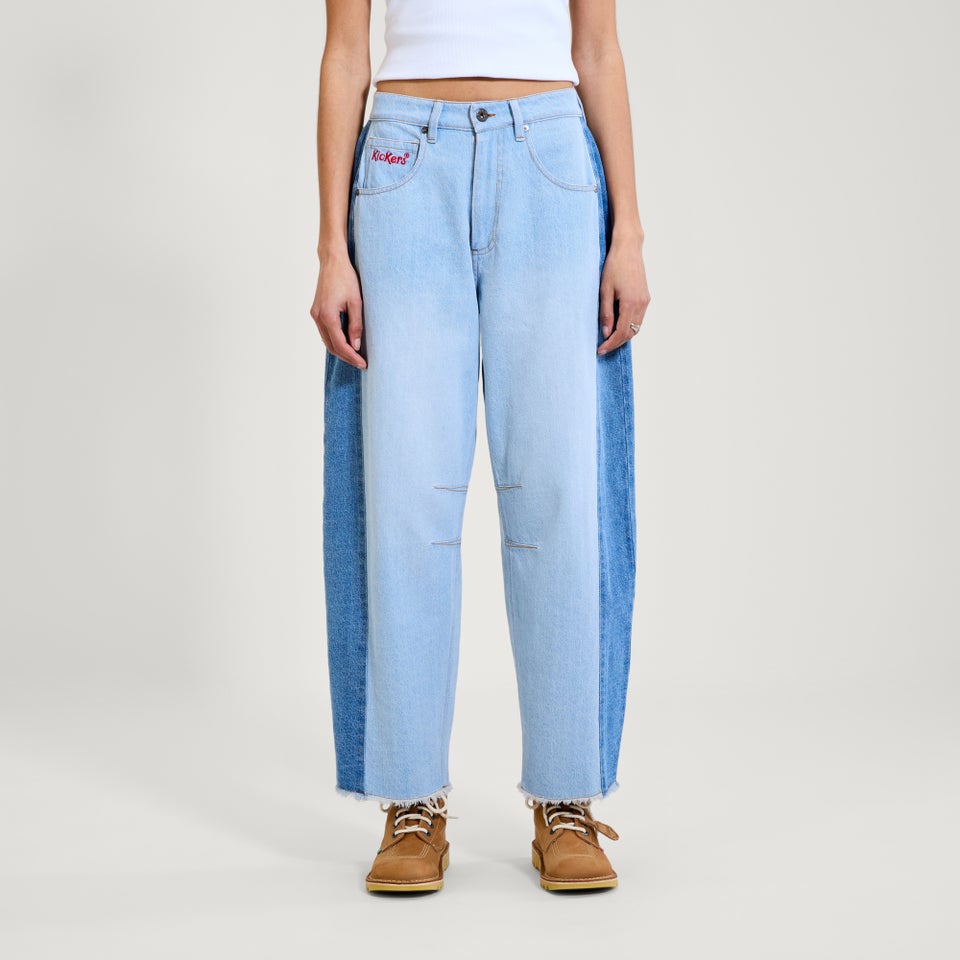 Adult Womens Kickers Classic Wide Leg Barrel Jean Blue