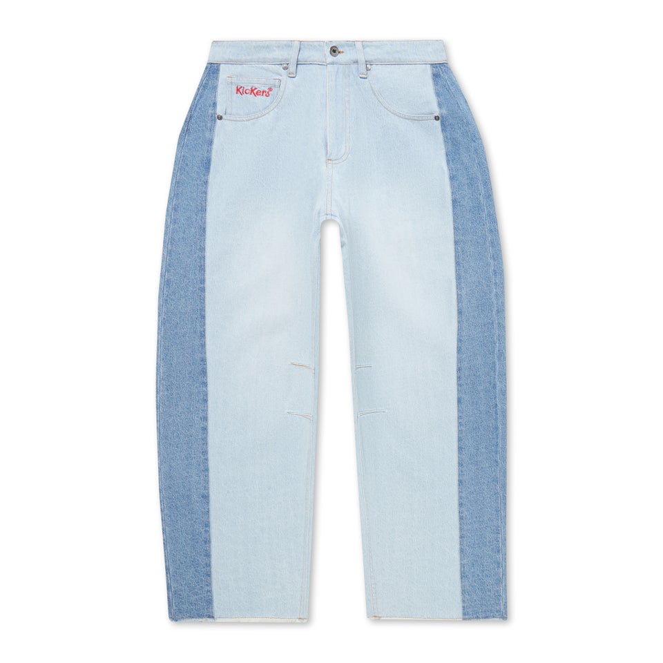 Adult Womens Kickers Classic Wide Leg Barrel Jean Blue