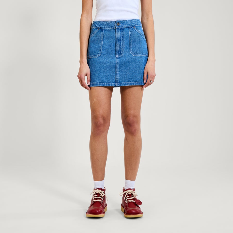 Adult Womens Kickers Classic Denim Micro Skirt Blue