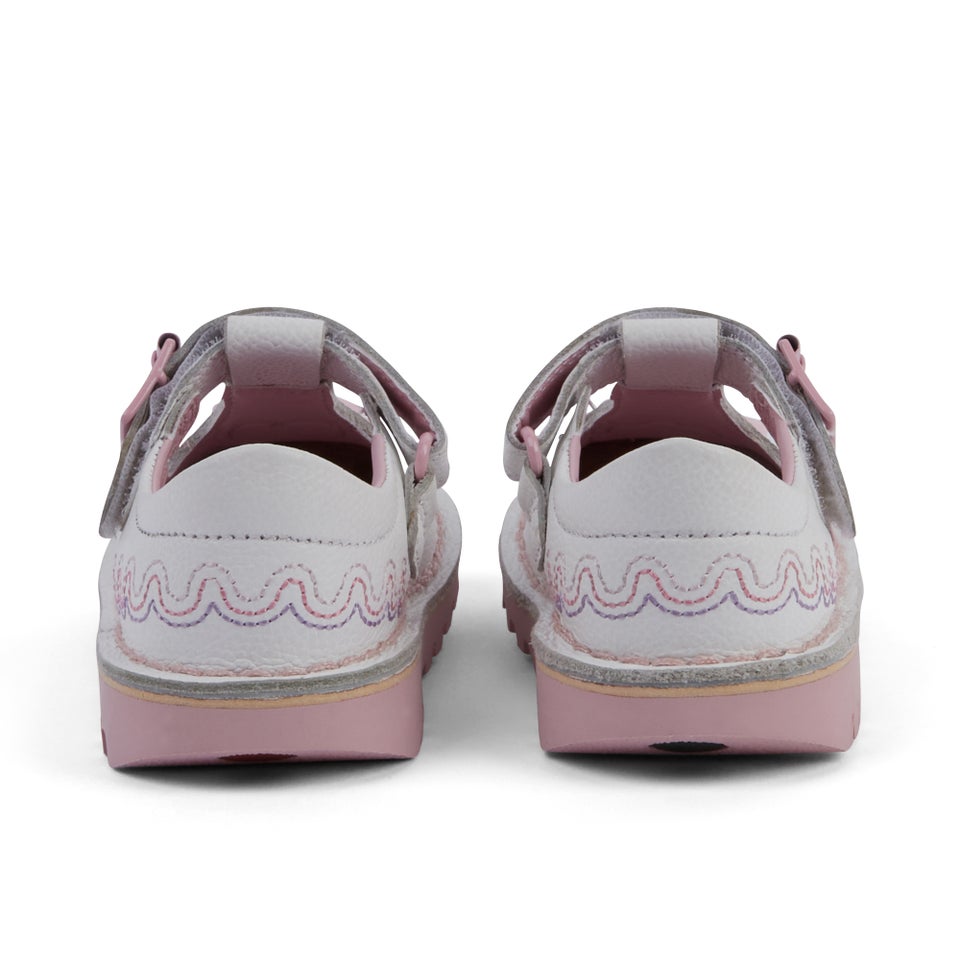 Infant Girl's T-Bar Wave Leather White