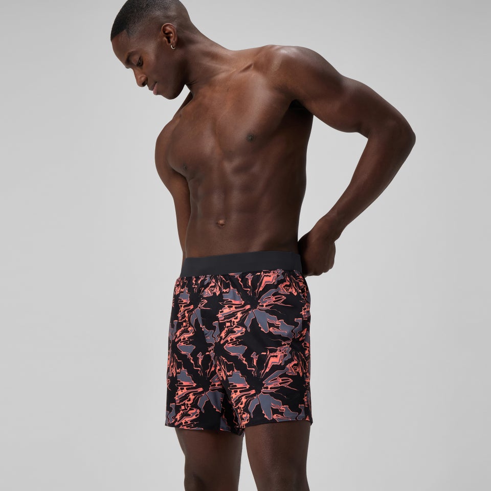 Men's Lookout Printed 40cm Swim Shorts Black/Orange