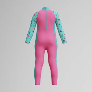 Infant Girls Learn to Swim Sun Protection All-In-One Suit Pink/Green