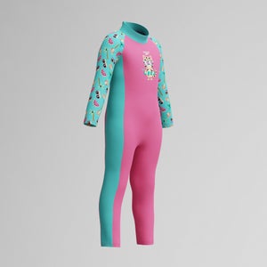 Infant Girls Learn to Swim Sun Protection All-In-One Suit Pink/Green