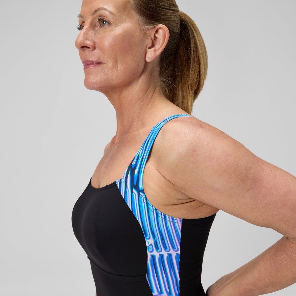 Damen LunaElustre Shaping-Badeanzug mit Print Marineblau/Violett