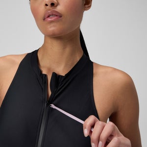 Monopièce noir/gris foncé à blocs de couleurs pour femmes