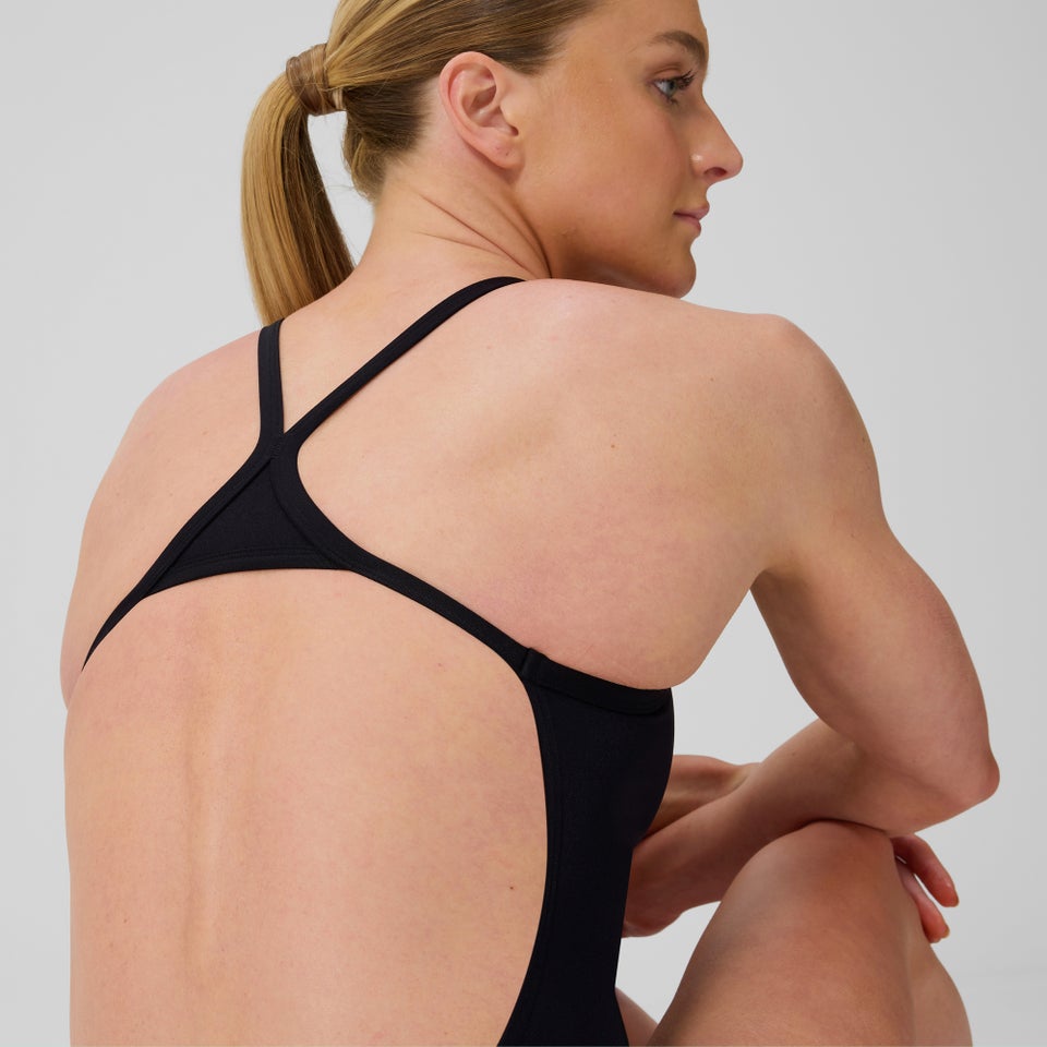 Women's Solid Turnback One Piece Black