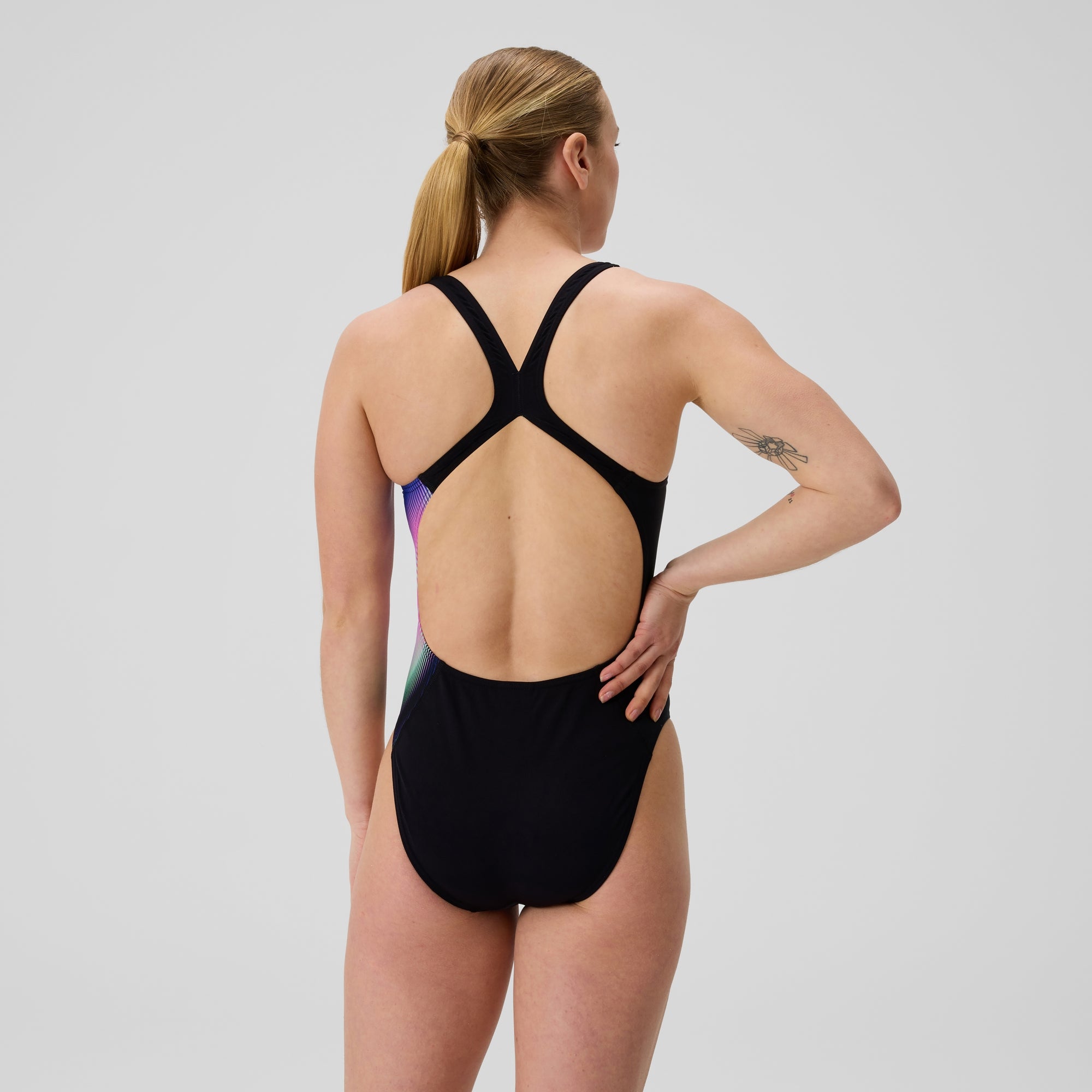 Women's Club Training Printed Powerback One Piece Black/Purple