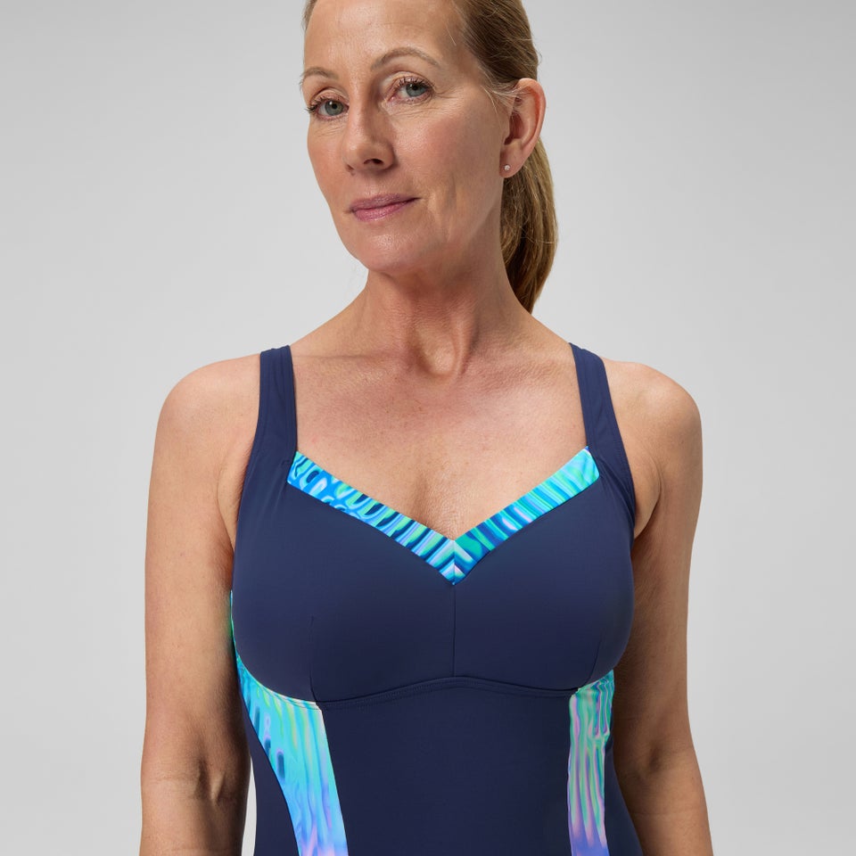 Women's Shaping Printed LunaElustre Swimsuit Navy /Green