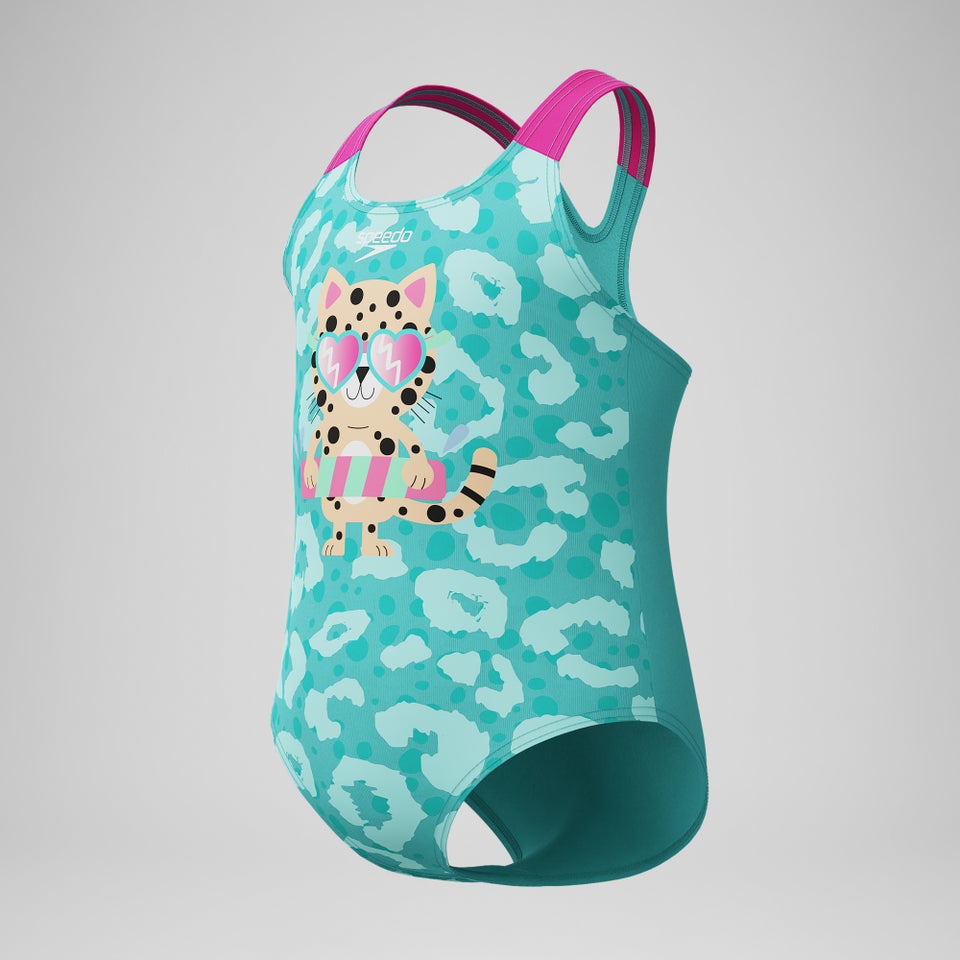 Infant Girls Learn to Swim Printed Swimsuit Turquoise