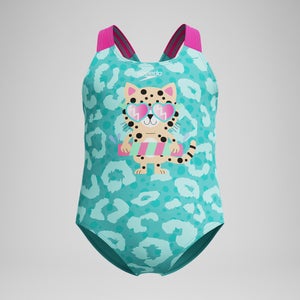 Infant Girls Learn to Swim Printed One Piece Turquoise