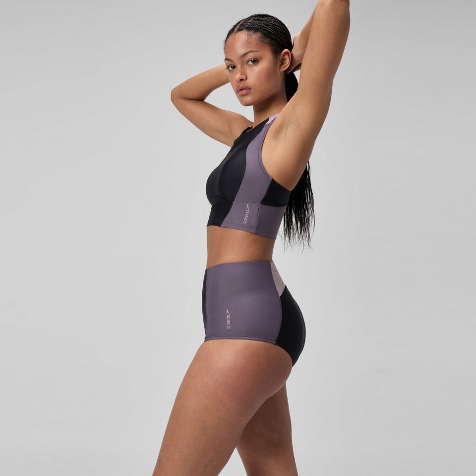 Women's Colorblock Boyleg Bottom Black/Dark Gray