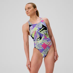 Women's Club Training Printed Powerback One Piece Purple/Yellow