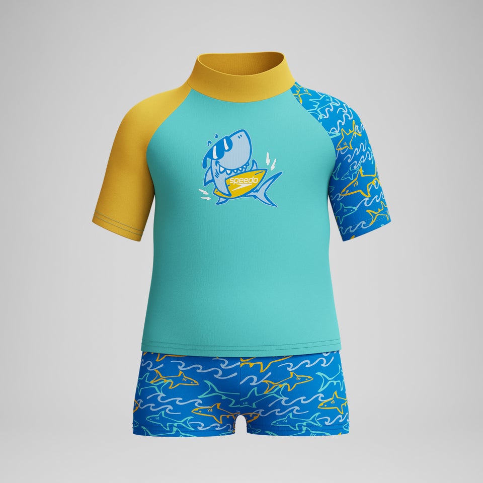 Kleinkinder Jungen Learn to Swim Rashguard Blau/Gelb