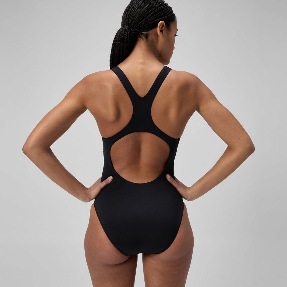 Women's Medalist Printed Swimsuit Black/Green