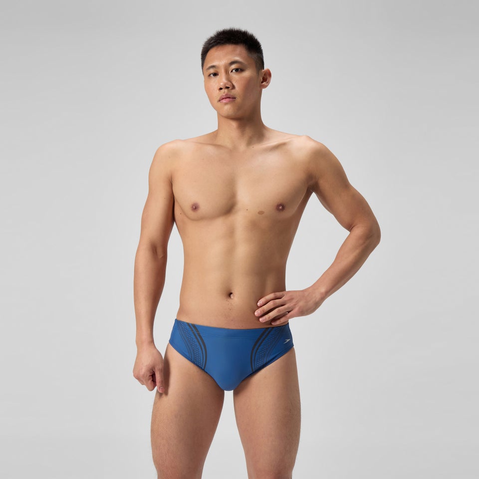 Men's Printed V Class Movement Brief Blue