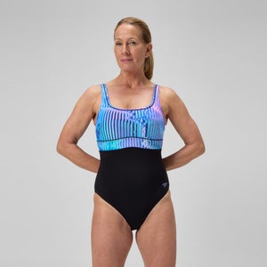 Women's Shaping Printed Contour Eclipse Swimsuit Black/Purple