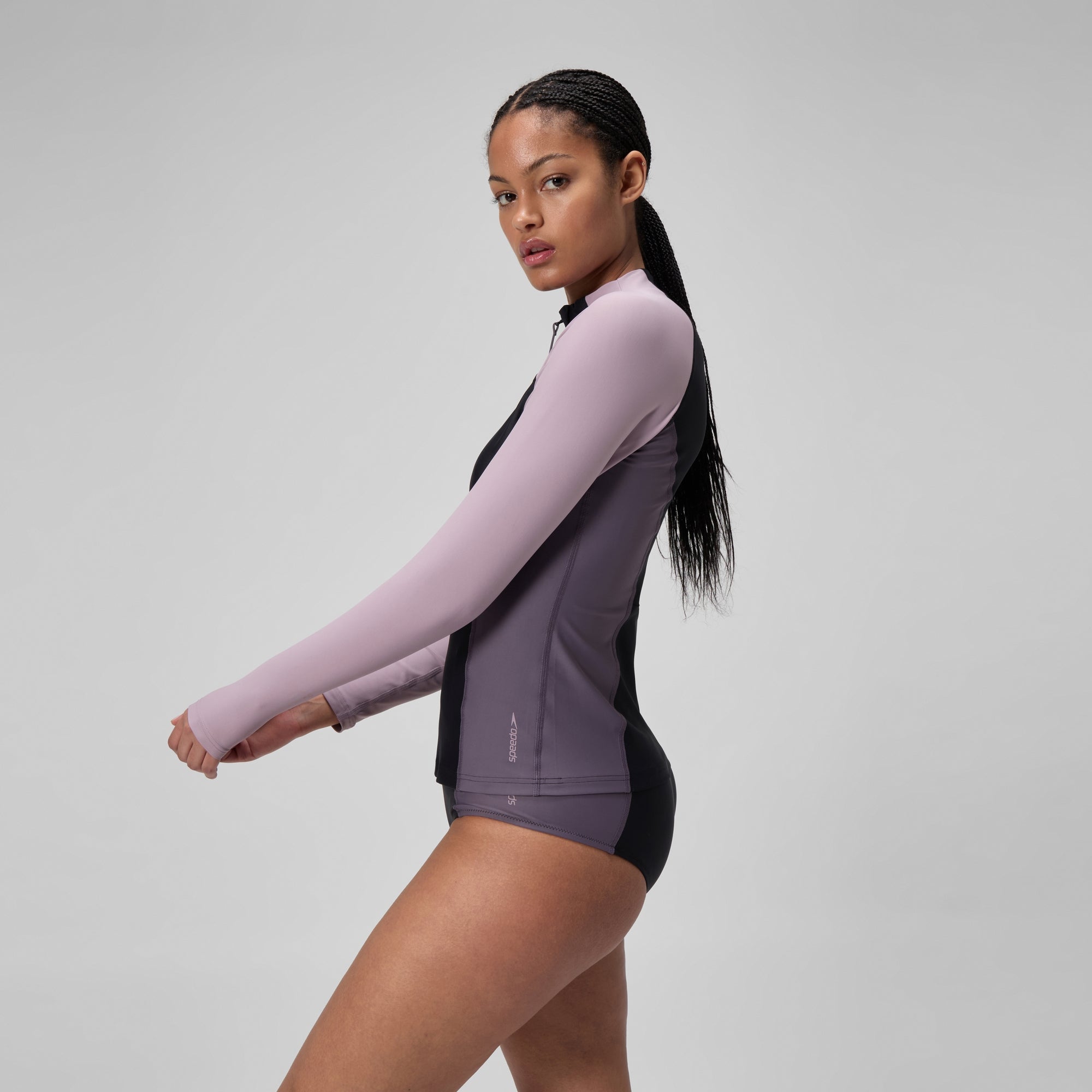 Women's Long Sleeve Rashguard Gray/Black | Speedo USA