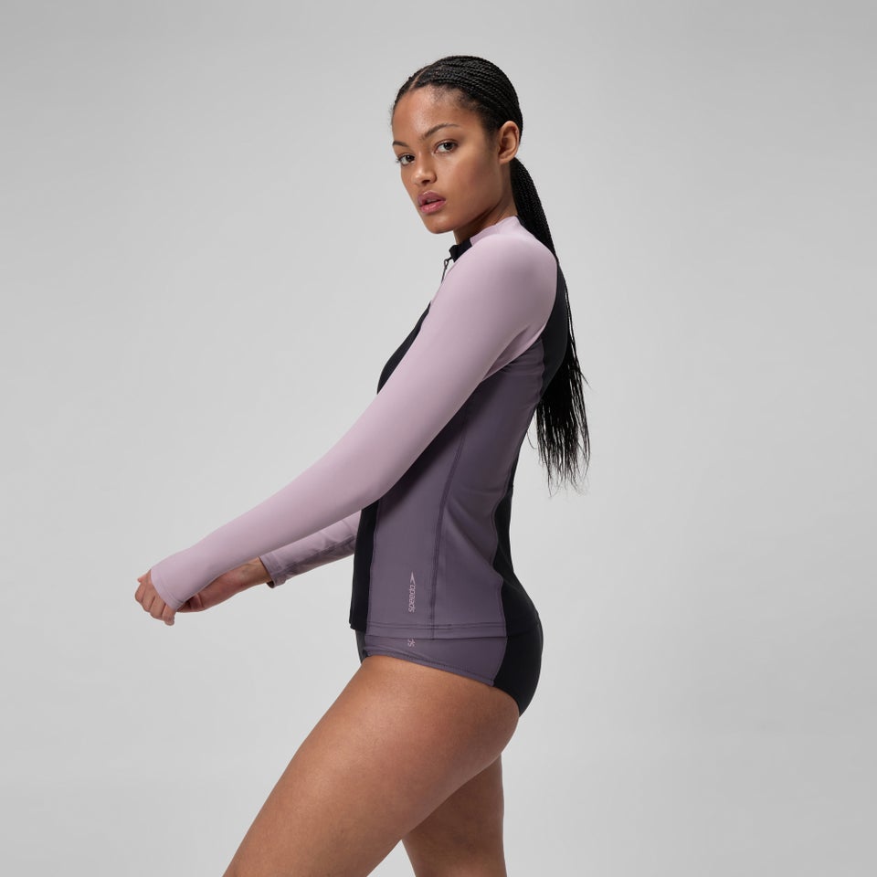 Maillot dermoprotecteur à manches longues gris/noir pour femmes