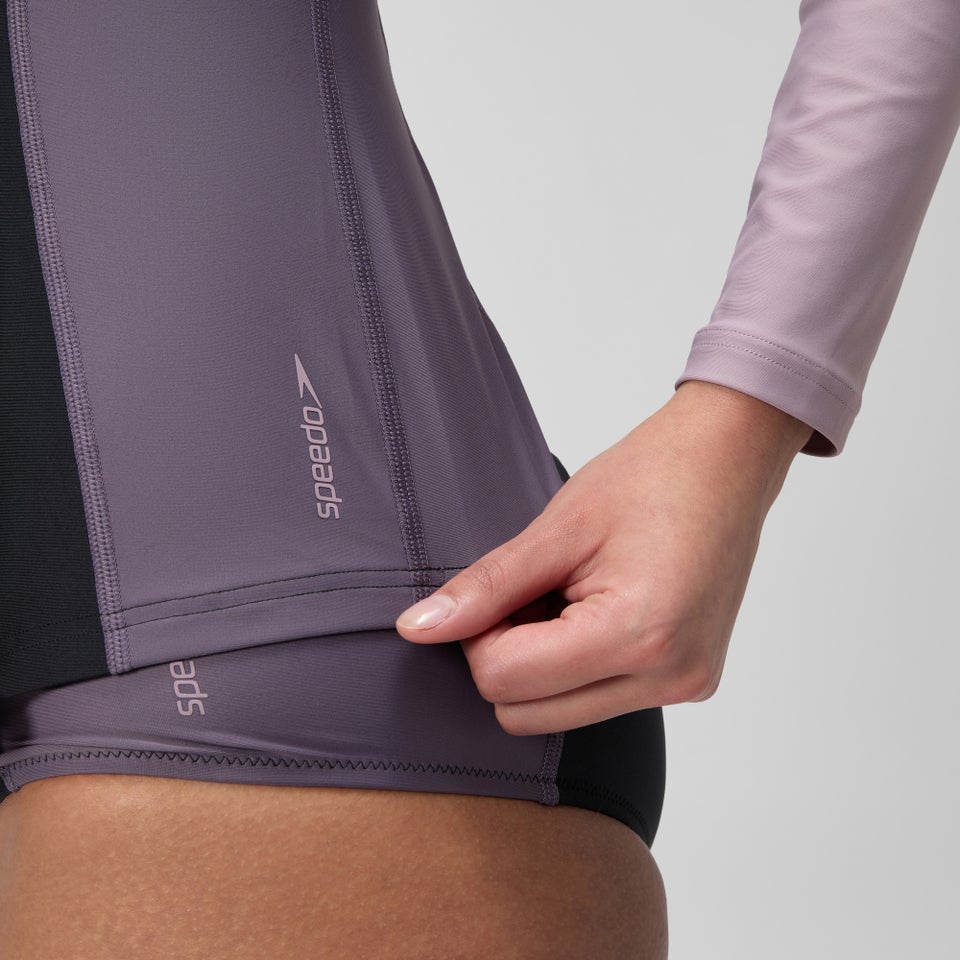 Maillot dermoprotecteur à manches longues gris/noir pour femmes