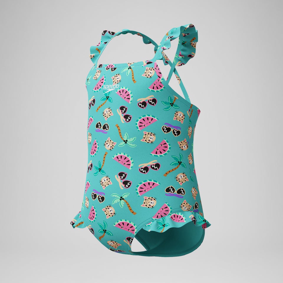 Infant Girls Learn to Swim Frill Thinstrap One Piece Turquoise