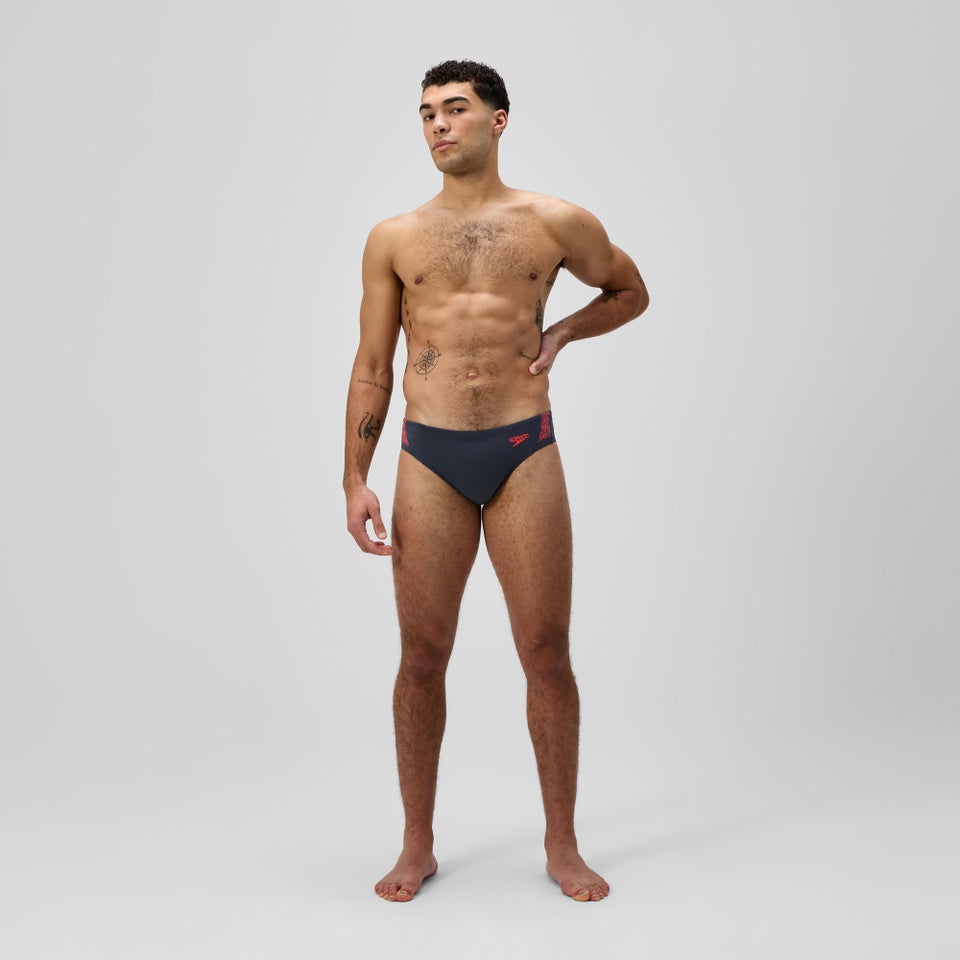 Slip de bain Homme Hyperboom Splice gris/rouge