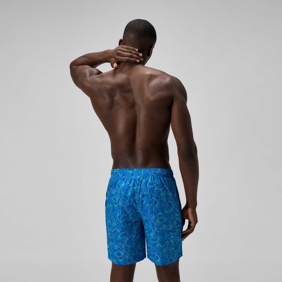 Short de bain Homme Xpress Lite Allover 45 cm bleu/vert