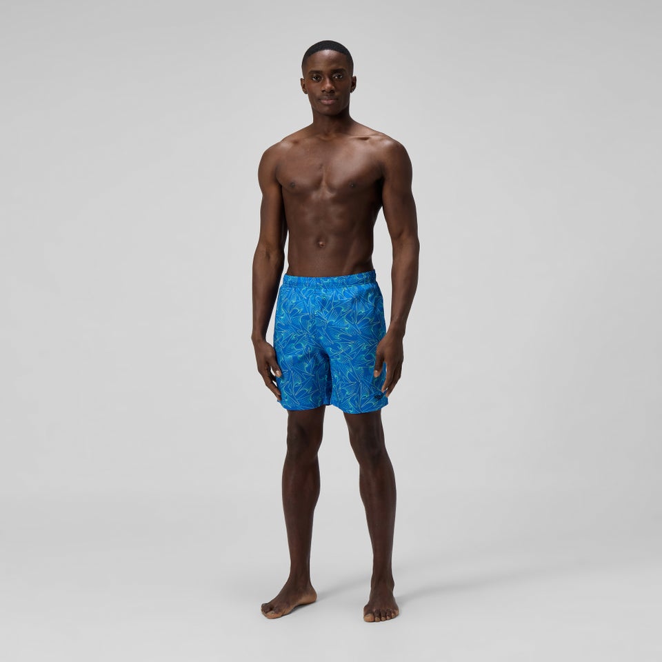 Short de bain Homme Xpress Lite Allover 45 cm bleu/vert