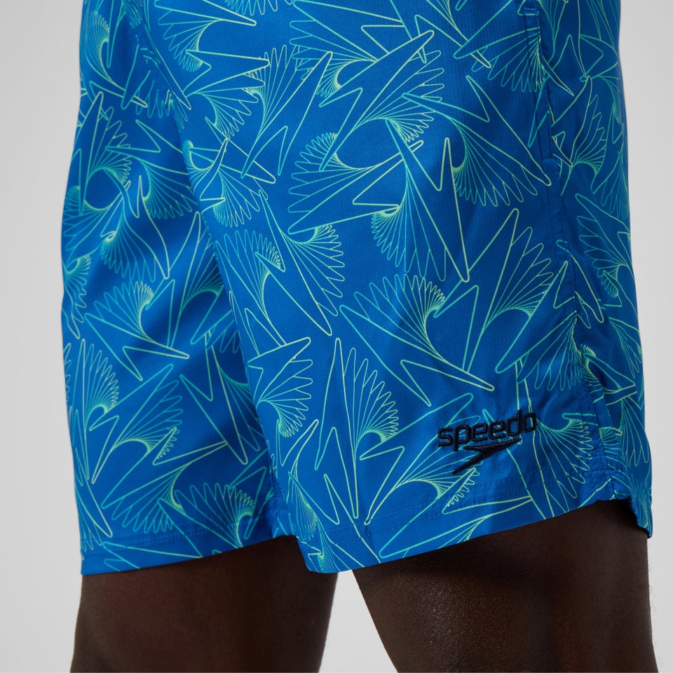 Short de bain Homme Xpress Lite Allover 45 cm bleu/vert