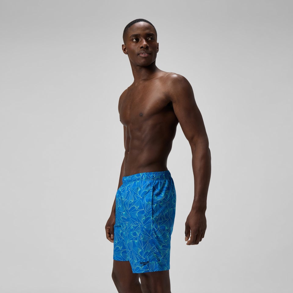 Short de bain Homme Xpress Lite Allover 45 cm bleu/vert