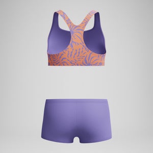 Ensemble bikini Fille Allover coupe boxer violet/jaune