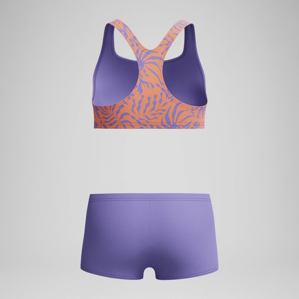 Girls Allover Boyleg Bikini Set Purple/Orange