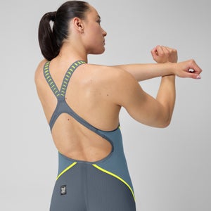 Damen Fastskin LZR Pure Intent 2.0 Kneeskin mit offenem Rücken Grau/Blau